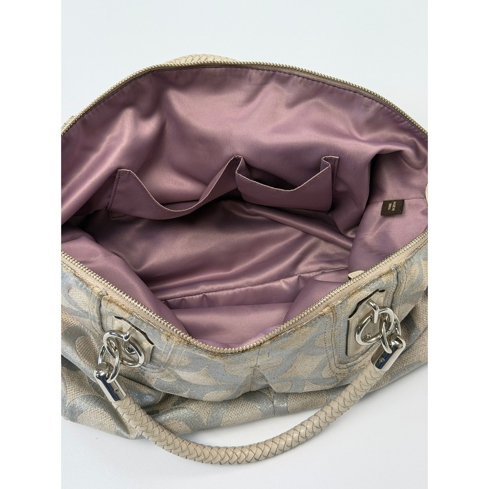 Coach Shoulder Bag Womens Large Silver Good Limited Edition Floral Jacquard - Picture 14 of 16